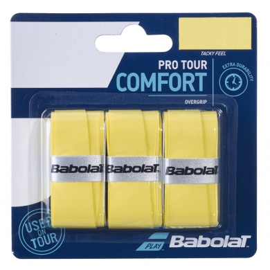 Babolat Overgrip Pro Tour (Comfort) 0.6mm sun yellow 3-pack